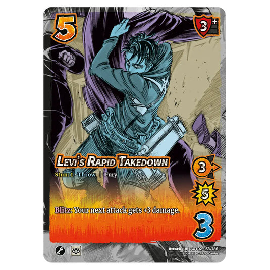 Levi's Rapid Takedown card from the Attack on Titan set Origins of Power UR 02 153/186