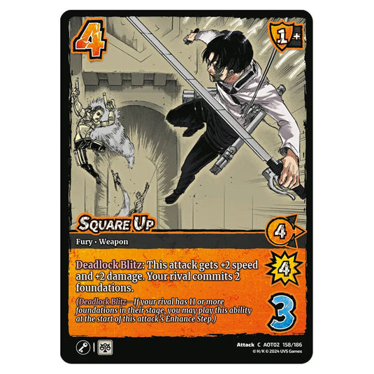 Square Up card from the Attack on Titan set Origins of Power C 02 158/186