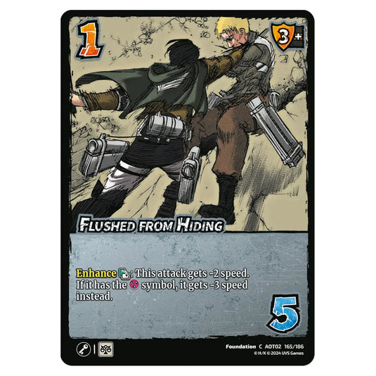 Flushed from Hiding card from the Attack on Titan set Origins of Power C 02 165/186