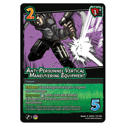 Anti-Personnel Vertical Maneuvering Equipment card from the Attack on Titan set Origins of Power R 02 173/186