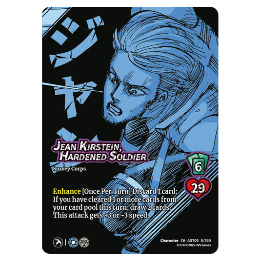 Jean Kirstein, Hardened Soldier card from the Attack on Titan set Apocalypse 008/189 03 