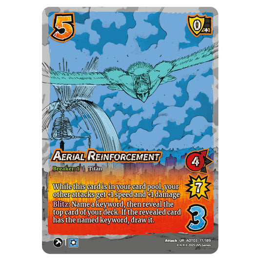 Aerial Reinforcement card from the Attack on Titan set Apocalypse 017/189 03 
