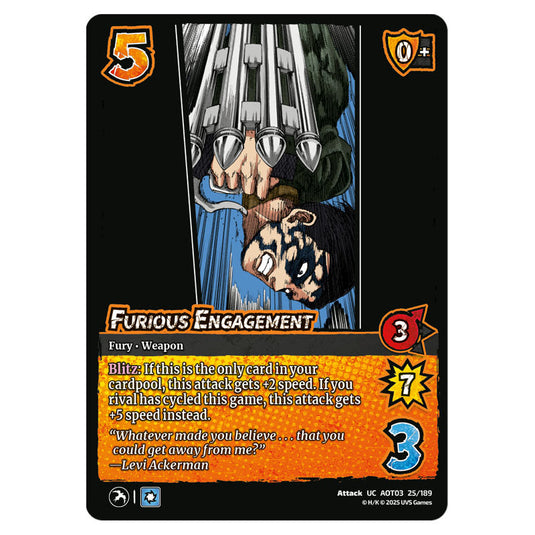 Furious Engagement card from the Attack on Titan set Apocalypse 025/189 03 