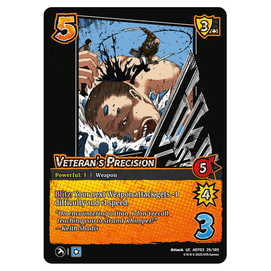 Veteran's Precision card from the Attack on Titan set Apocalypse 029/189 03 