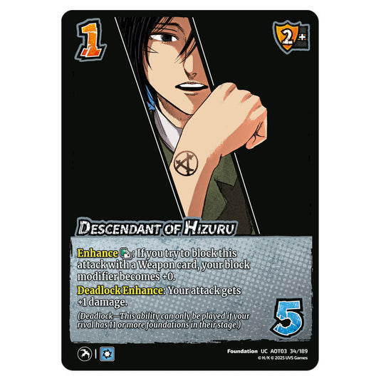 Descendant of Hizuru card from the Attack on Titan set Apocalypse 034/189 03 