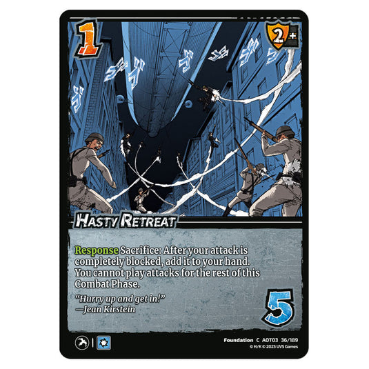 Hasty Retreat card from the Attack on Titan set Apocalypse 036/189 03 