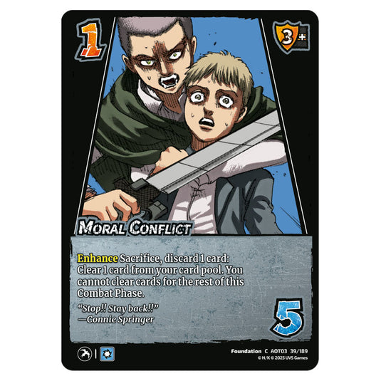 Moral Conflict card from the Attack on Titan set Apocalypse 039/189 03 