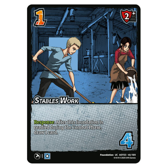 Stables Work card from the Attack on Titan set Apocalypse 040/189 03 