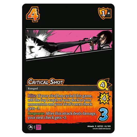 Critical Shot card from the Attack on Titan set Apocalypse 045/189 03 