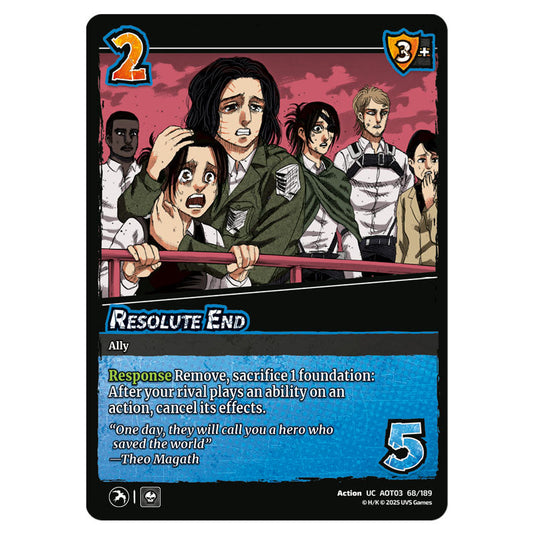 Resolute End card from the Attack on Titan set Apocalypse 068/189 03 