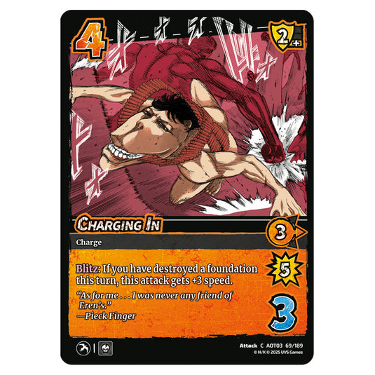 Charging In card from the Attack on Titan set Apocalypse 069/189 03 