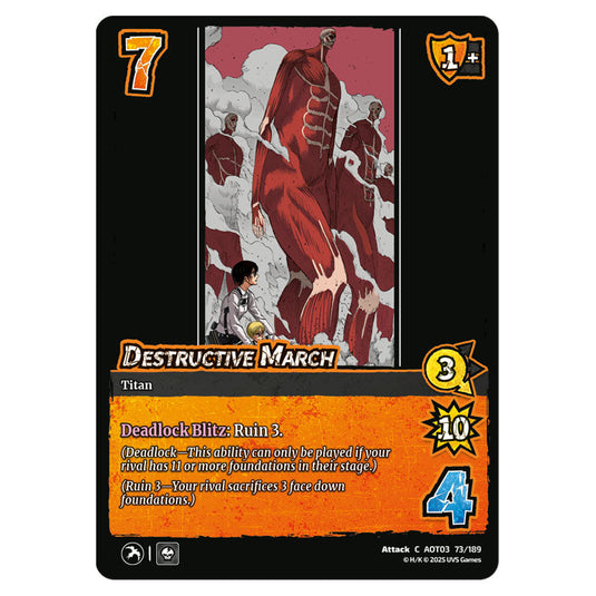 Destructive March card from the Attack on Titan set Apocalypse 073/189 03 