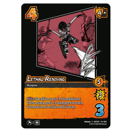 Lethal Rending card from the Attack on Titan set Apocalypse 074/189 03 