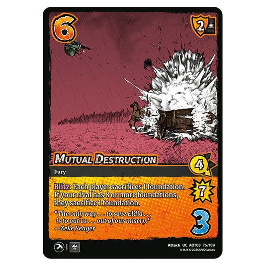 Mutual Destruction card from the Attack on Titan set Apocalypse 076/189 03 