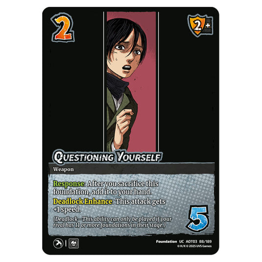 Questioning Yourself card from the Attack on Titan set Apocalypse 088/189 03 