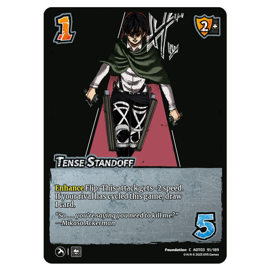 Tense Standoff card from the Attack on Titan set Apocalypse 091/189 03 