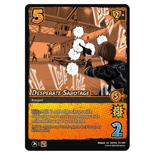 Desperate Sabotage card from the Attack on Titan set Apocalypse 097/189 03 