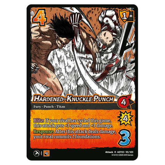 Hardened-Knuckle Punch card from the Attack on Titan set Apocalypse 099/189 03 