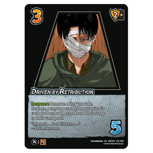 Driven by Retribution card from the Attack on Titan set Apocalypse 112/189 03 
