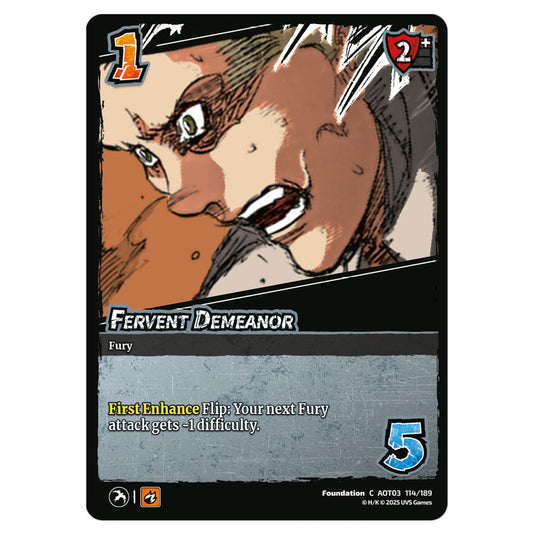 Fervent Demeanor card from the Attack on Titan set Apocalypse 114/189 03 