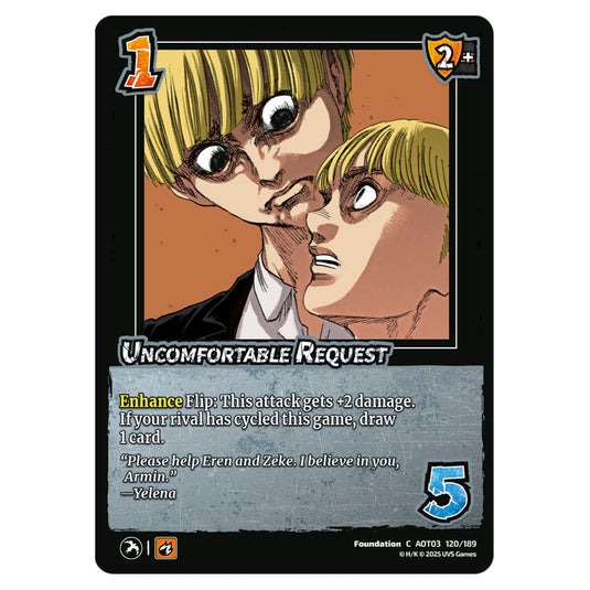 Uncomfortable Request card from the Attack on Titan set Apocalypse 120/189 03 