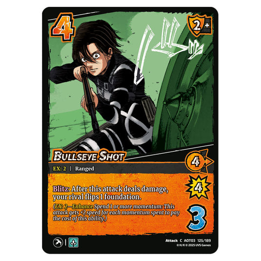 Bullseye Shot card from the Attack on Titan set Apocalypse 125/189 03 
