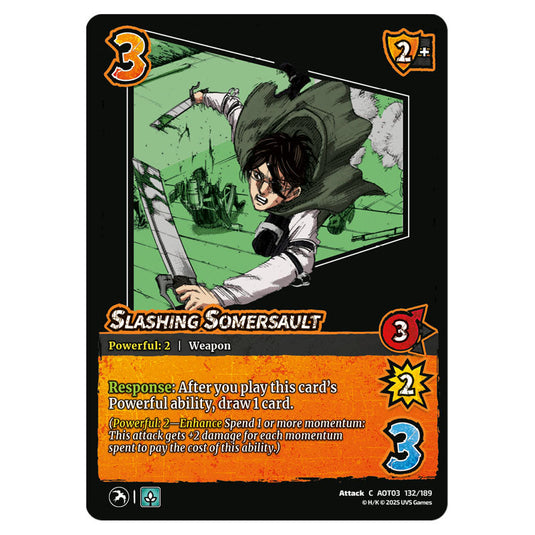 Slashing Somersault card from the Attack on Titan set Apocalypse 132/189 03 
