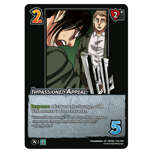 Impassioned Appeal card from the Attack on Titan set Apocalypse 143/189 03 