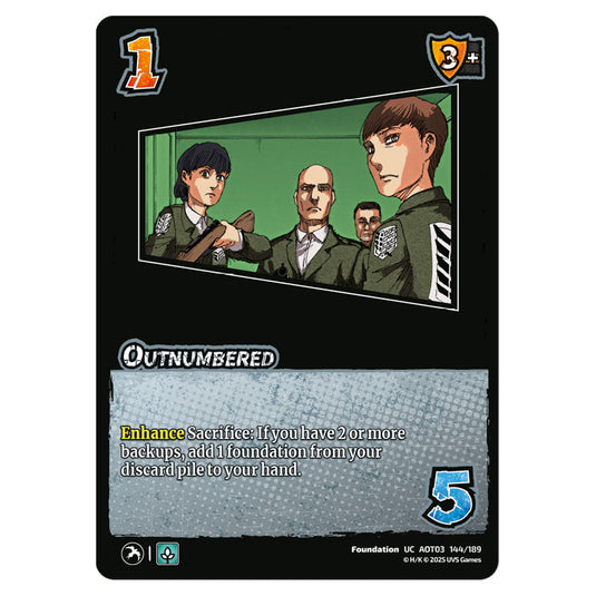 Outnumbered card from the Attack on Titan set Apocalypse 144/189 03 