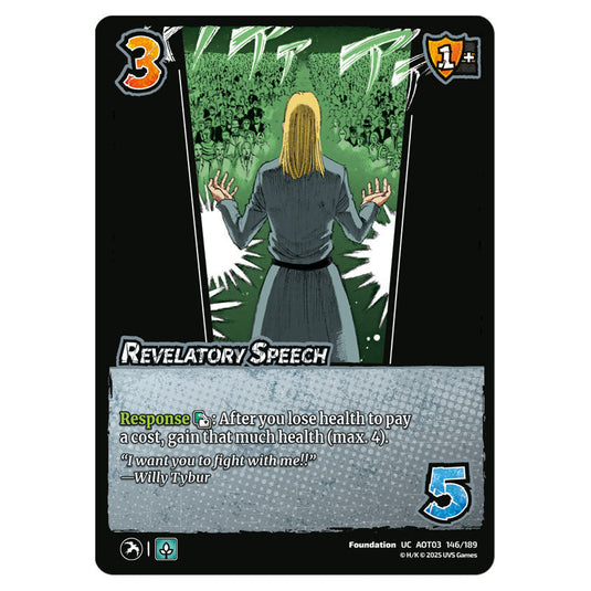 Revelatory Speech card from the Attack on Titan set Apocalypse 146/189 03 