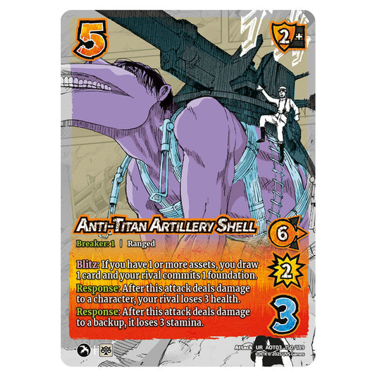Anti-Titan Artillery Shell card from the Attack on Titan set Apocalypse 150/189 03 