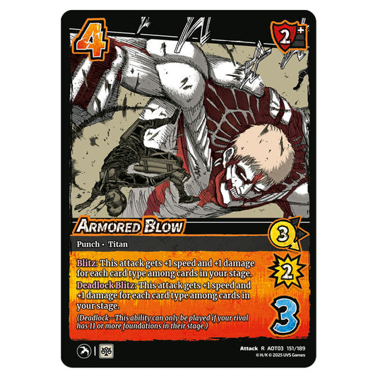 Armored Blow card from the Attack on Titan set Apocalypse 151/189 03 