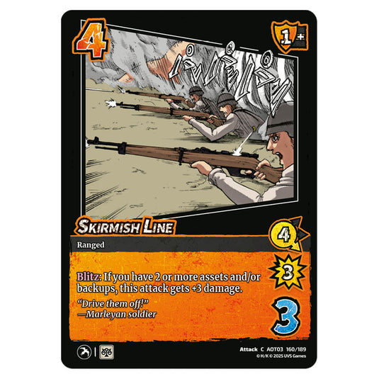 Skirmish Line card from the Attack on Titan set Apocalypse 160/189 03 