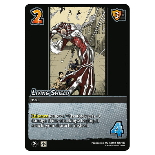 Living Shield card from the Attack on Titan set Apocalypse 168/189 03 