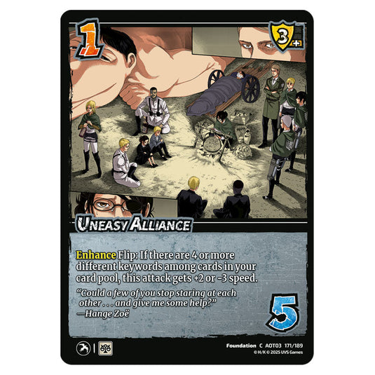 Uneasy Alliance card from the Attack on Titan set Apocalypse 171/189 03 