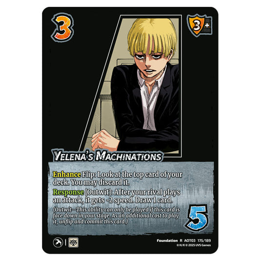 Yelena's Machinations card from the Attack on Titan set Apocalypse 175/189 03 