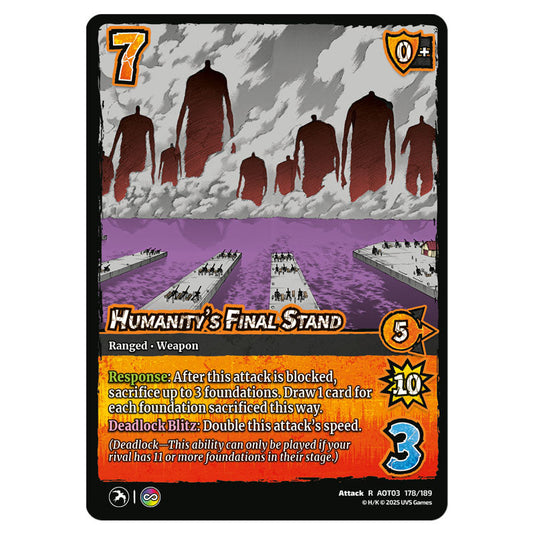 Humanity's Final Stand card from the Attack on Titan set Apocalypse 178/189 03 