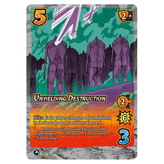 Unyielding Destruction card from the Attack on Titan set Apocalypse 179/189 03 