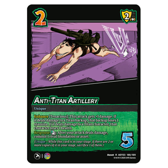 Anti-Titan Artillery card from the Attack on Titan set Apocalypse 180/189 03 