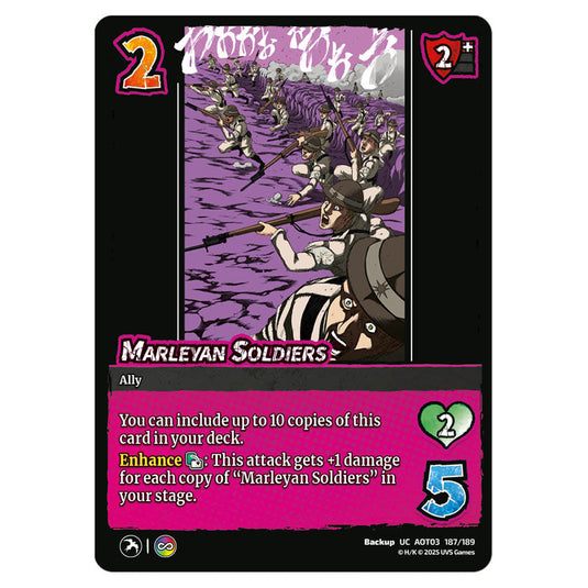 Marleyan Soldiers card from the Attack on Titan set Apocalypse 187/189 03 