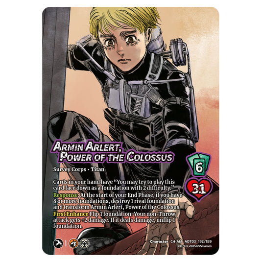Armin Arlert, Power of the Colossus // Colossus Titan, Finale (Alternate Art) card from the Attack on Titan set Apocalypse 192/189 03 