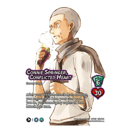 Connie Springer, Conflicted Heart (Alternate Art) card from the Attack on Titan set Apocalypse 193/189 03 
