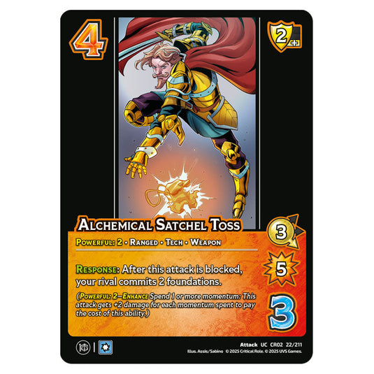 Alchemical Satchel Toss card from the Crtical Role set Heroes of Exandria