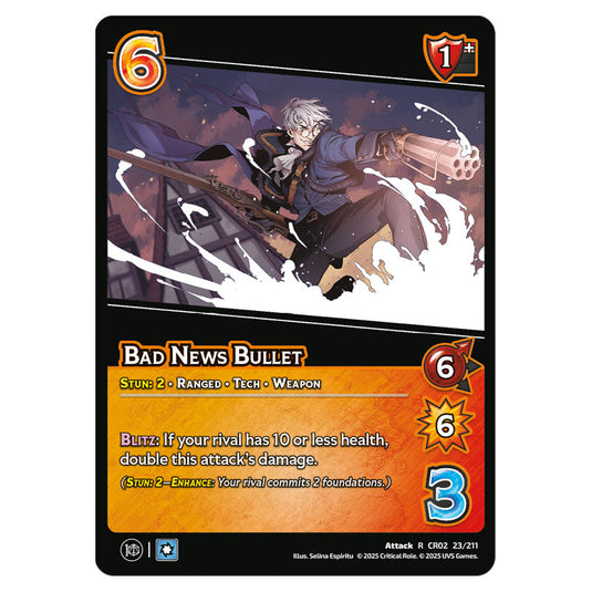 Bad News Bullet card from the Crtical Role set Heroes of Exandria