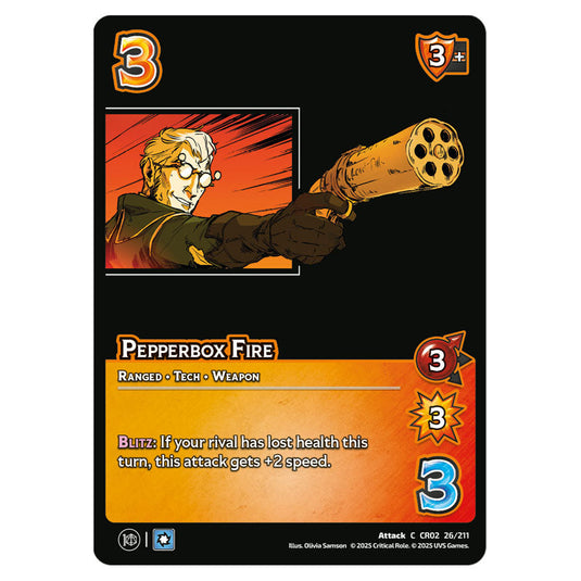 Pepperbox Fire card from the Crtical Role set Heroes of Exandria