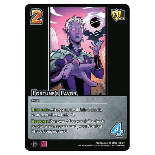 Fortune's Favor card from the Crtical Role set Heroes of Exandria