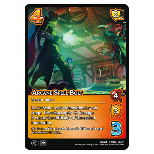 Arcane Spell Bolt card from the Crtical Role set Heroes of Exandria