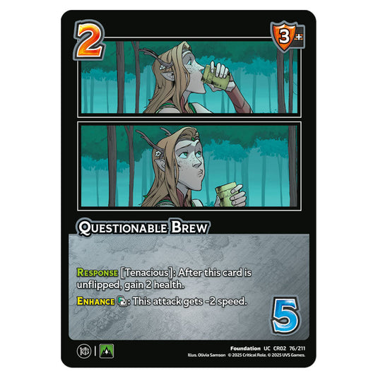 Questionable Brew card from the Crtical Role set Heroes of Exandria
