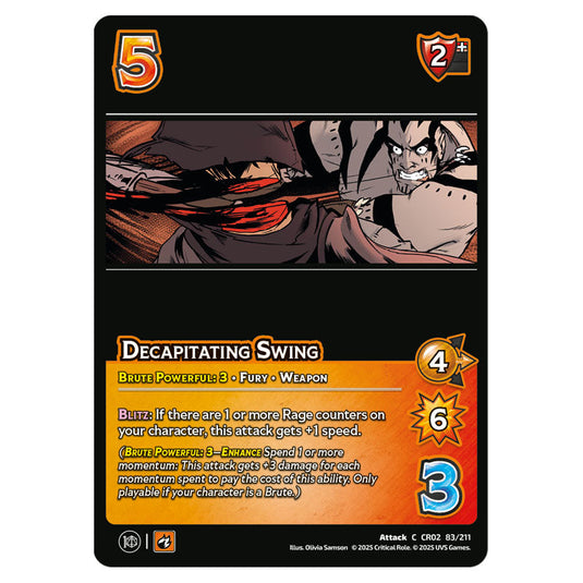 Decapitating Swing card from the Crtical Role set Heroes of Exandria