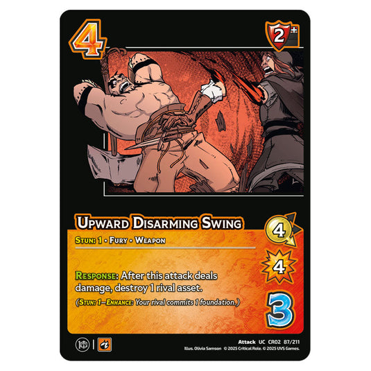 Upward Disarming Swing card from the Crtical Role set Heroes of Exandria